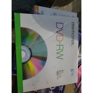 Memorex DVD+RW Rewritable 5 Pack Blank DVDs‎ 4x 4.7 GB 120 Min